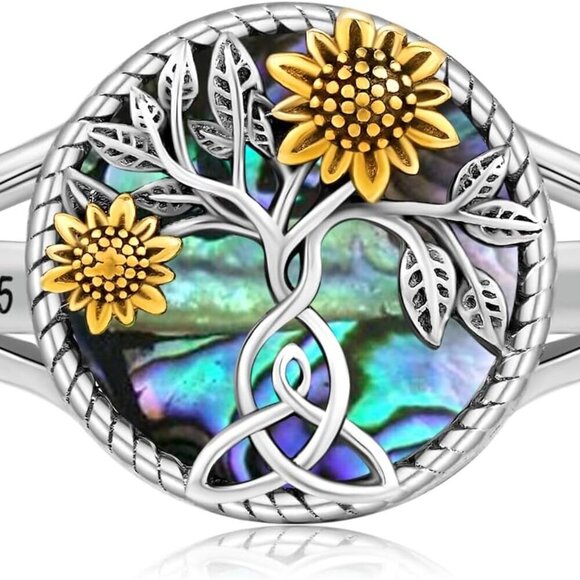 Jewelry - Sunflower Ring Sterling Silver Women Cade 8 Celtic Knot Nature Gift